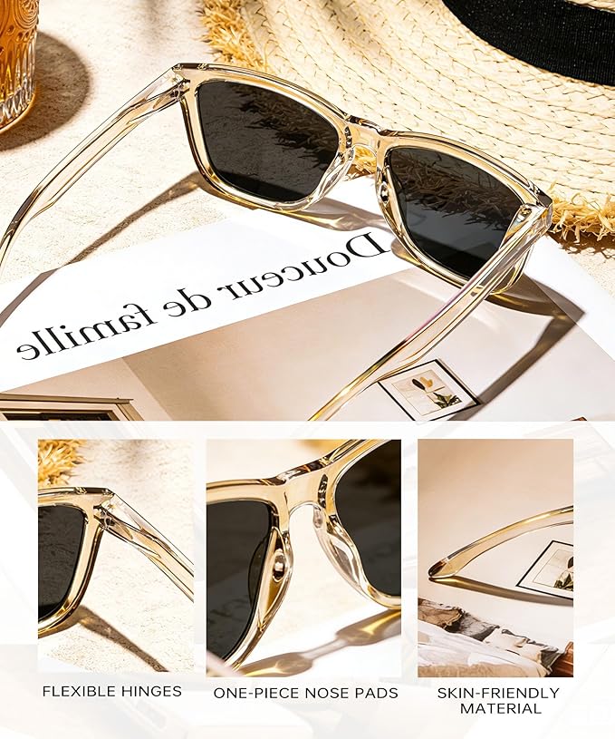 KALIYADI Womens-Sunglasses Polarized Sunglasses-Womens Trendy: Retro Sun Glasses with UV Protection for Travel Driving S06-1-5-19
