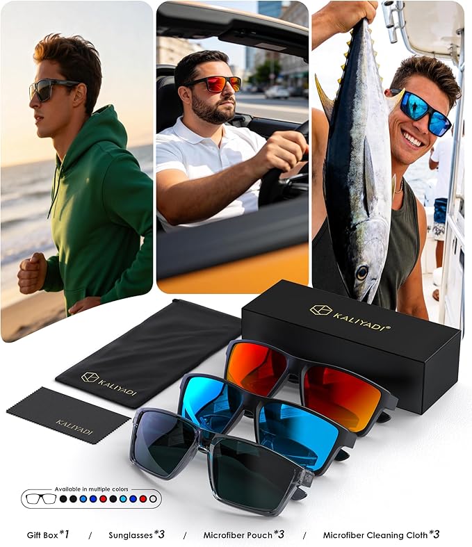 KALIYADI Sports Mens-Sunglasses Women Polarized-Sunglasses-Men: Sun Glasses with UV400 for Driving Running Cycling S86-1-7-9