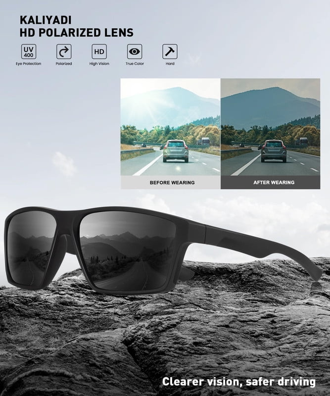 KALIYADI Sports Mens-Sunglasses Women Polarized-Sunglasses-Men: Sun Glasses with UV400 for Driving Running Cycling(WMKAS86-1-1-1)