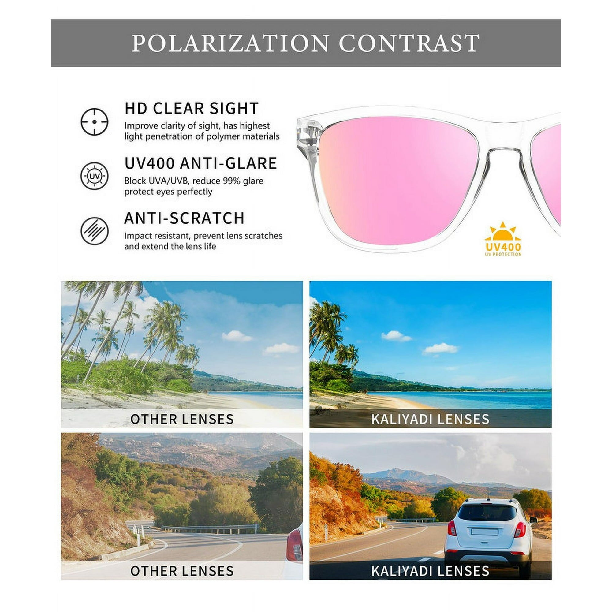 KALIYADI Womens-Sunglasses Polarized Sunglasses-Womens Trendy: Retro Sun Glasses with UV Protection for Travel Driving（WMS06-16-17-23）