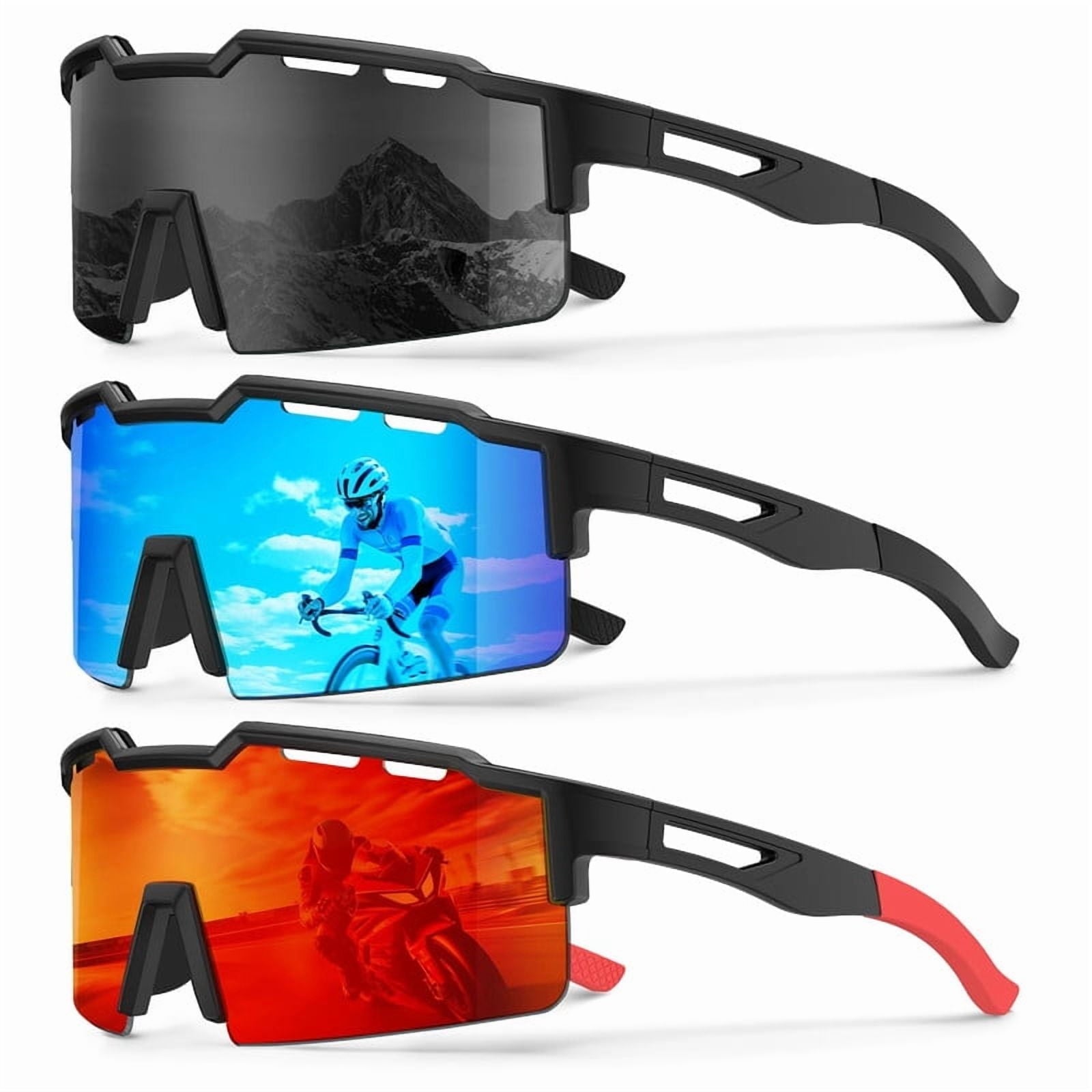 KALIYADI Polarized Sports-Sunglasses Men Cycling-Sunlasses: Lightweight Running Sun Glasses UV400 Protection Golf Fishing(WMKA130-1-2-4)