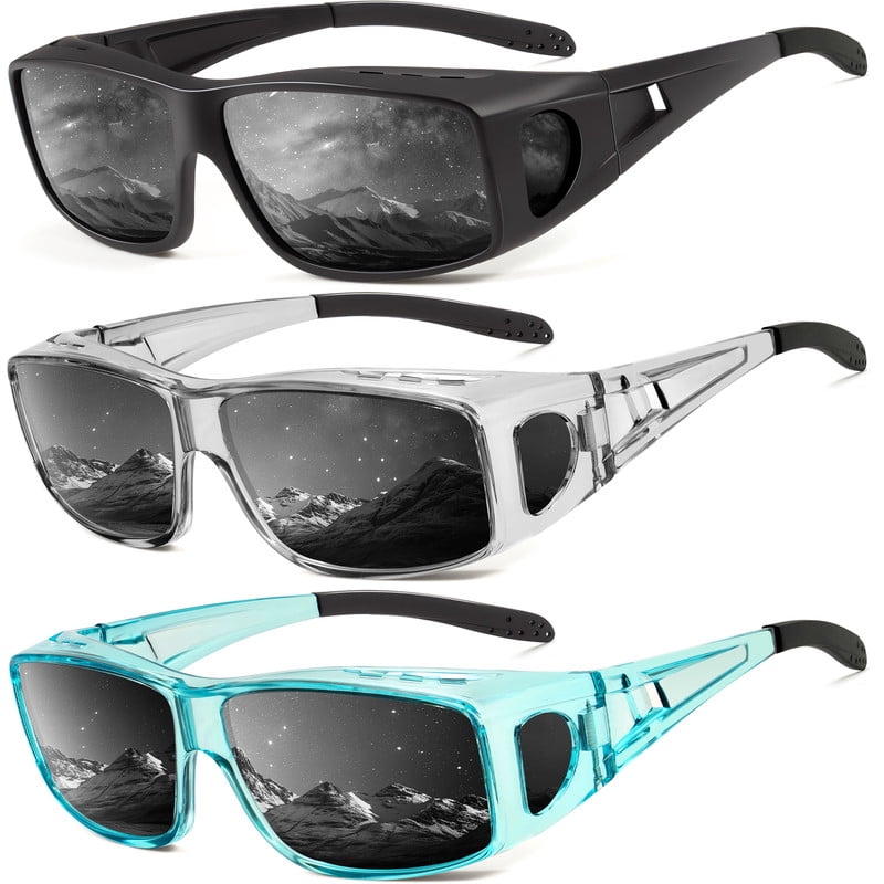 KALIYADI Sunglasses Fit-Over-Glasses Polarized Sunglasses-Men: Wrap Around Sunglasses Womens with UV Protection for Driving(WMS105-1-3-6)