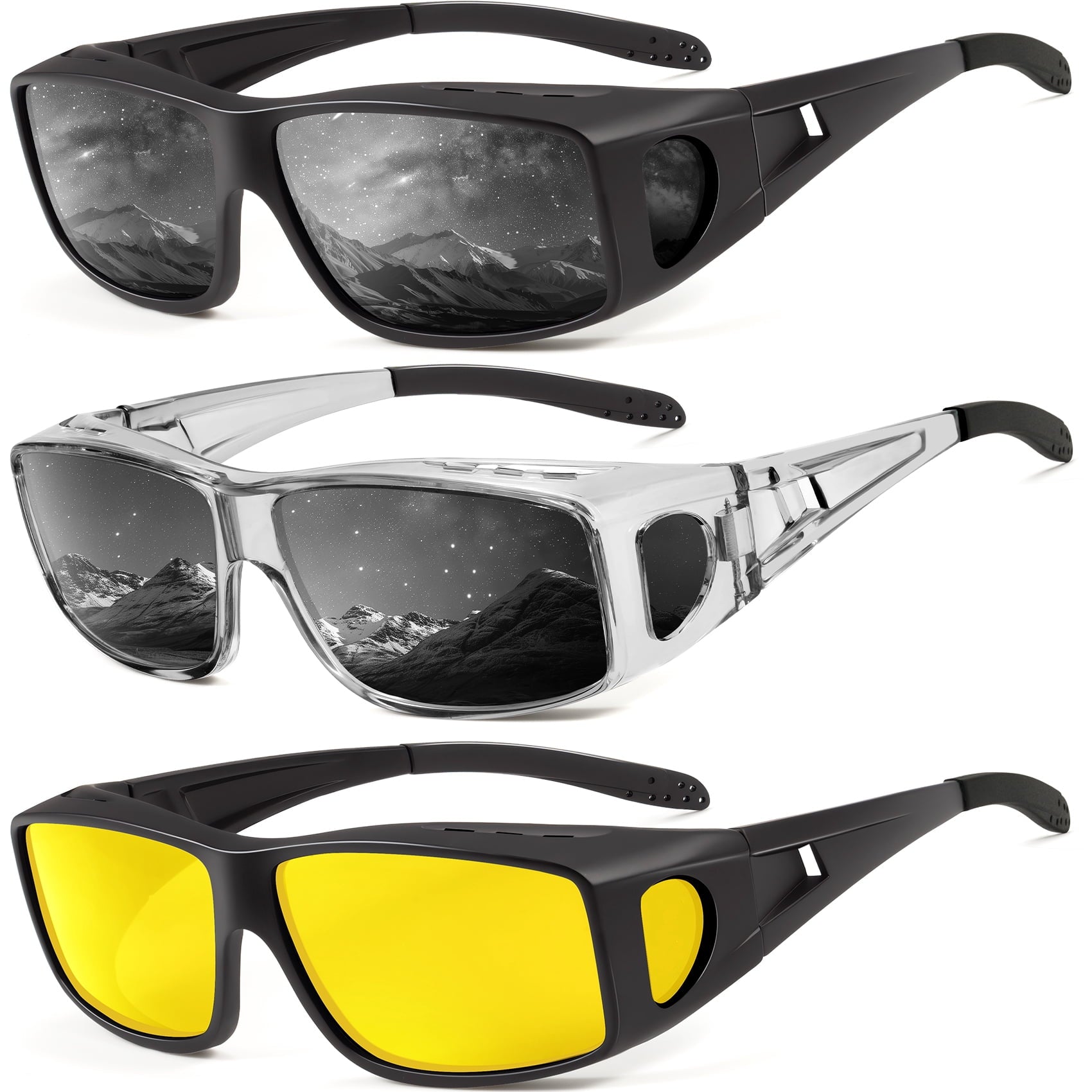 KALIYADI Sunglasses Fit-Over-Glasses Polarized Sunglasses-Men: Wrap Around Sunglasses Womens with UV Protection for Driving(WMS105-1-3-6)