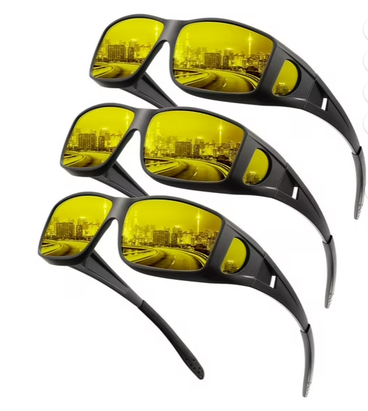 KALIYADI Night-Vision-Glasses Fit-Over-Glasses Wrap-Around Glasses: Night Vision Glasses Anti Glare HD Polarized for Driving(WMKAS105-13-13-13)