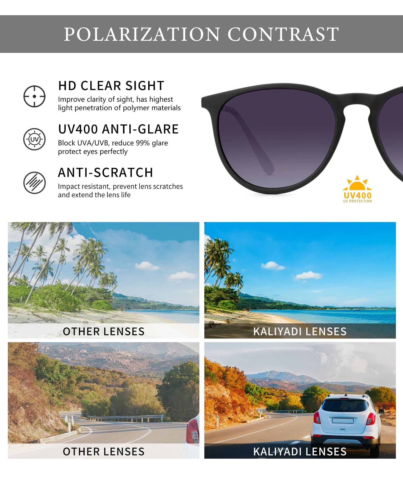 KALIYADI Cat Sunglasses Women Retro Polarized Sun Glasses with UV Protection for Women(S28)