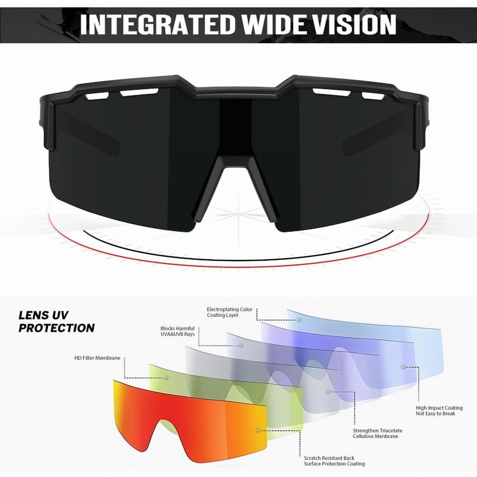 KALIYADI Polarized Sports-Sunglasses Men Cycling-Sunlasses: Lightweight Running Sun Glasses UV400 Protection Golf Fishing(WMKA130-1-2-4)