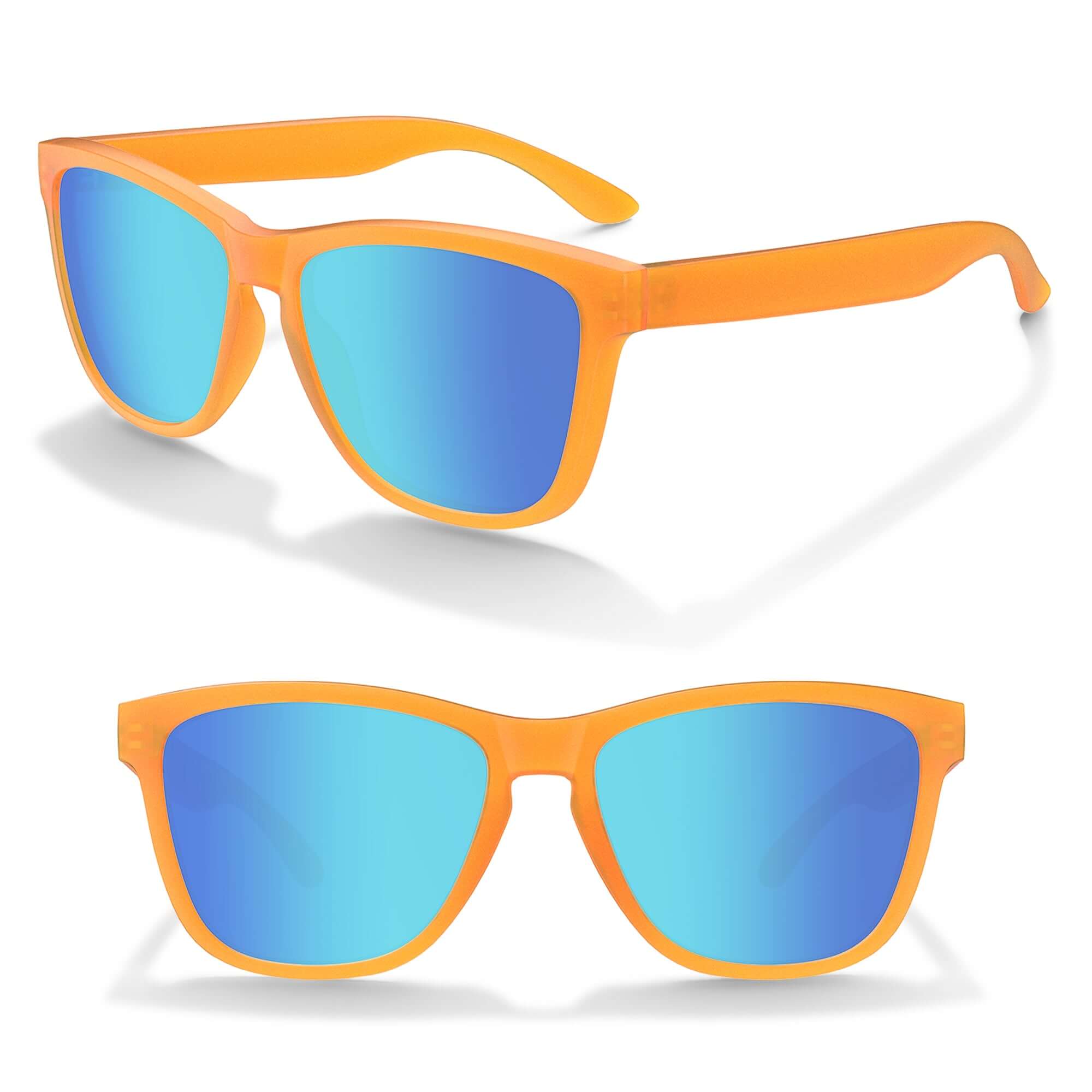 custom sunglasses solartrend (orange frame + ice blue lens + orange temples)