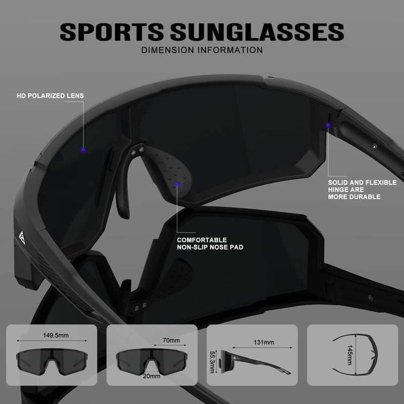 KALIYADI Sport Sunglasses for Men Polarized Mens Sunglasses Women: Sun Glasses with UV403 for Running Cycling Fishing(WMKA169-11-13-14)