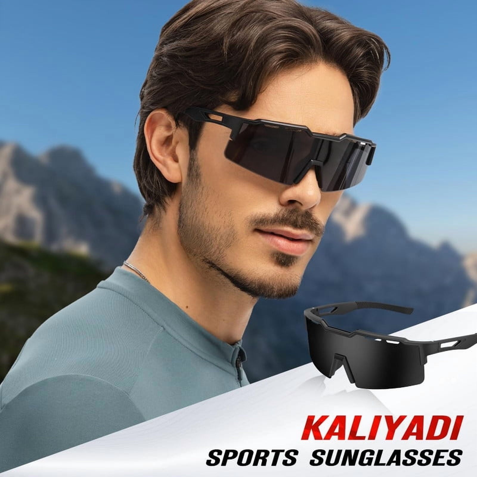 KALIYADI Polarized Sports-Sunglasses Men Cycling-Sunlasses: Lightweight Running Sun Glasses UV400 Protection Golf Fishing(WMKA130-1-2-4)